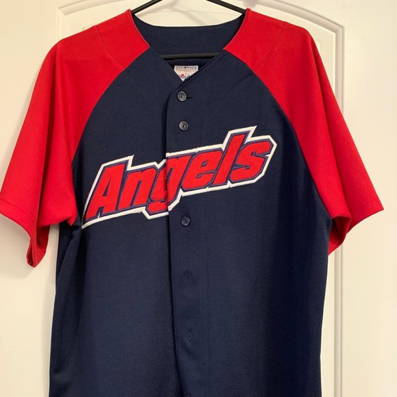 Official Angels Baseball Jersey, Blue & Red. Shirts Official Angels